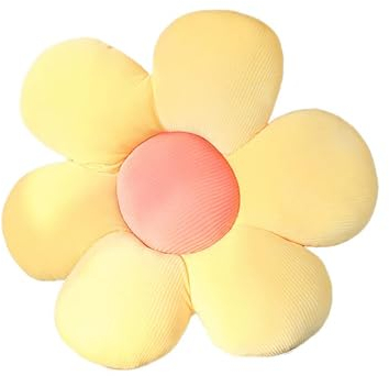 ACYOUNG Blumenboden Kissen Tatami Blumenförmiges Plüsch-Dekor der bequemen Sitzkissen für Kinderzimmer Hause Sofa Dekoration (40 x 40 cm,Gelb & Pink - a)