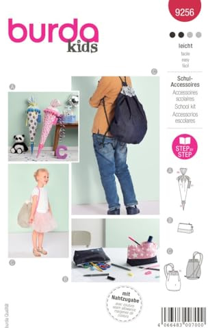 Burda Kids Schnittmuster Schultüte, Mäppchen und Turnbeutel Nr. 9256