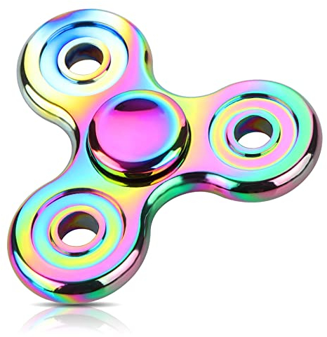 Coolden Fidget Spinner Metall Finger Spinner Fidget Toys EDC Edelstahl Lager 2-5 Min Hochwertig Hand Kreisel ADHD Anti Stress Spielzeug Tri-Spinner Geschenk für Kinder Erwachsene Bunt