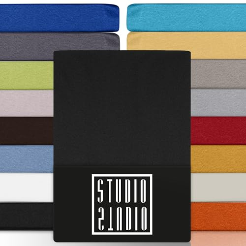 STUDIO Basic Spannbettlaken 160x200cm – Jersey-Spannbetttuch aus 100 % gekämmter Baumwolle – Anthrazit – Öko-Tex Zertifiziert, bügelfrei & elastisch – für Matratzen 15–25 cm