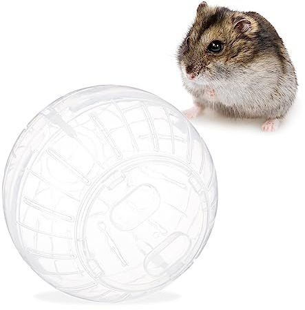 Relaxdays Hamsterball, Ø 14 cm, Laufkugel für Hamster & Mäuse, aus Kunststoff, Nagerspielzeug zum Laufen, transparent