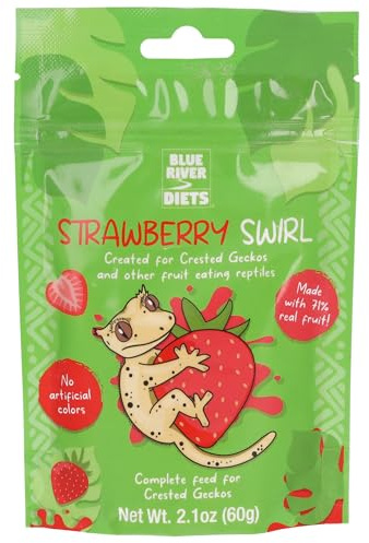 Blue River Diets Complete Crested Gecko Food | All Natural Gecko Food Made in the UK (60g, Strawberry Swirl)