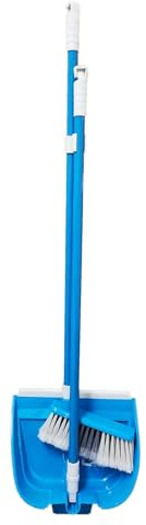 Ensemble pelle à poussière et balayette à long manche pliable Bleu