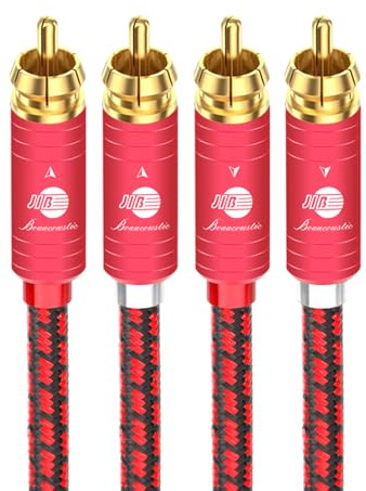 BOAACOUSTIC JIB High end Cinch kabel Ljudkabel RCA kabel ljudfil 2 × 2 RCA-kontakter, guldpläterade metallkontakter analog och digital ljudkabel för förstärkare, CD HiFi & Blu-ray 2 m