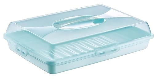Rectangle Cake Box Clear Portable Plastic Containers with Lockable Lid & Easy-Grip Handle, 45 x 10cm, Ideal for Cakes, Pies, Cookies & Desserts Storage