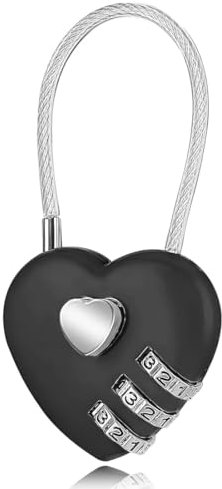 lucchetto armadietto lucchetto combinazione lucchetto armadietto palestra lucchetto armadietto combinazione,1 Pezzi Lucchetto Combinazione a 3 Cifre Lungo,Lucchetto a cuore(Nero)