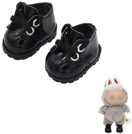 IKOPFLN 1 Paire de Chaussures de poupée (Noires) Assorties aux Chaussures des Peluches pour poupée de 17 cm, Assise et Debout, Peluche Non Incluse（labobo ）