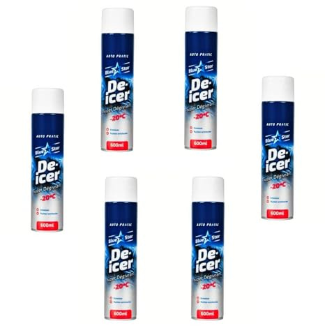 Blue Star Car De-Icer 600 ml – Quick-Action Frost & Ice Remover, Effective up to -20°C, Pack of 6, Winter Windshield & Window Defrost Spray