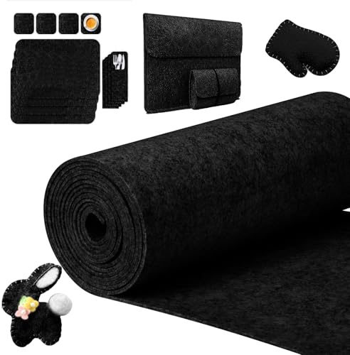 CIOXSOIO Rollo de Fieltro 30cm×300cm×3mm, Tela de Fieltro para Manualidades, Fieltro Rígido para Proyectos de Bricolaje, Bolsas de Fieltro Cosidas, Estuches para Lápices Individuales, Negro