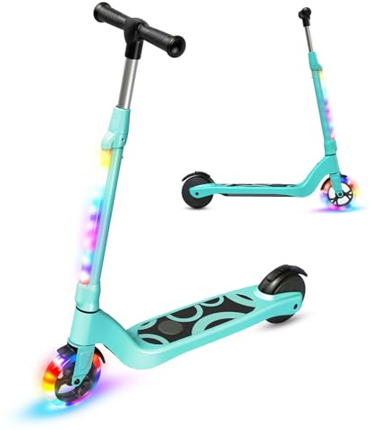 Elektrisk sparkcykel för barn i åldrarna 6–10 år, 5,3 tum med blinkande LED-lampor och 3 justerbara höjder, motor 45 W, max 10 km/h, maximal belastning 70 kg