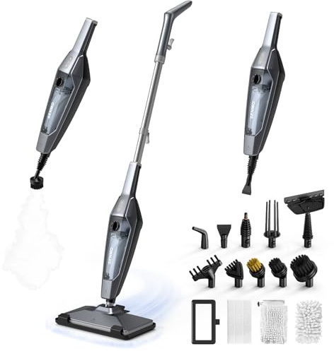 SENMO Steam Mop, 14-in-1 Detachable Steam Cleaner for Home and Floor, 1300W 228°F Deep Cleaning MultiPurpose Steamer with 14 Attachments for Floor, Tile, Grout, Furniture, Carpet, Wall (Black)