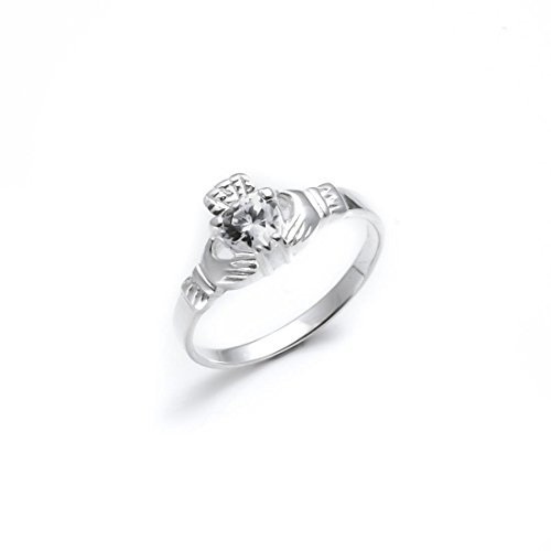 Silverly Anillo Claddagh de plata de ley con circonita cúbica | Anillo celta de corazón CZ plata 925 | Alianza simbólica tradicional irlandesa | Anillo de compromiso clásico y brillante