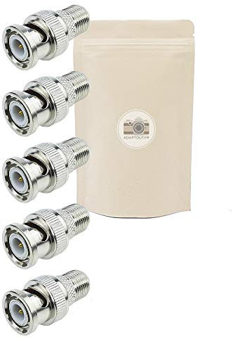 Adaptout 5X Adaptateur BNC Male vers FICHE TV F A VIS Femelle Adaptateur s Video coaxial Camera Surveillance CCTV vers Prise Satellite – 50 Ohm Marque FRANÇAISE
