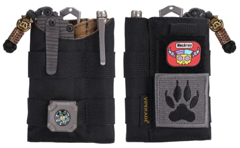 VIPERADE VE9 EDC Pocket Organizer Tool Pouch, Multitool Sheath with Patch Area for DIY, EDC Pocket Pouch with 3 Slip Pockets for Men Outdoor Activity Daily Carry -Black