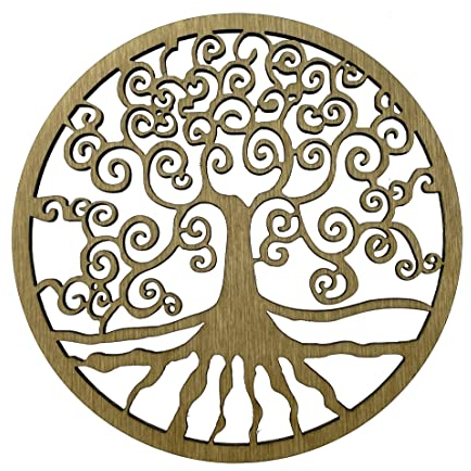 6 stycken underlägg livets träd av björkträ Ø 8 cm för drycker kaffe te dekoration meditation (set om 6 livets träd 8 cm)