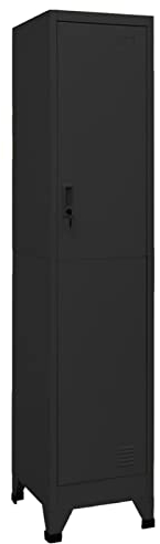 Norheim Spind Stahlschrank Metallschrank Spinte Schrank Metall Schließfachschrank Metallschrank Abschließbar Metallspind Schmal Schwarz 38x45x180 cm Stahl