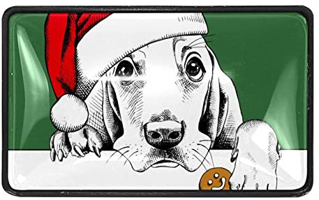 4 Pack Drawer Pull Handle Merry Christmas Dog with Red Hat Paint Green White for Dresser Kitchen Cabinets Wardrobe