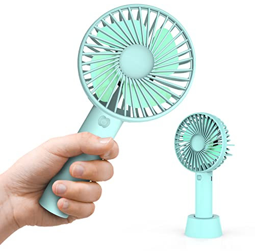 N NEWTOP Mini Ventilatore MF01 e Batteria 2600mAh Ricaricabile Silenzioso Base Tavolo Portatile Fan 3 Velocità Regolabile Cavo per Casa Ufficio Scrivania Viaggio Campeggio Mare Piscina (Azzurro)