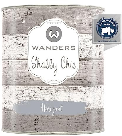 Wanders Shabby Chic Peinture à la craie 750 ml – Horizon/gris pâle – Peinture pour meubles de cuisine et meubles de cuisine sans ponçage – Peinture à la craie pour bois et plus encore – Haut pouvoir