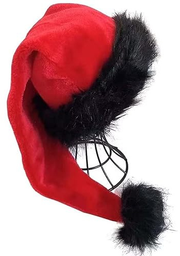 KFZR Santa Hat Adults Deluxe Xmas Christmas Hat, Red and Black