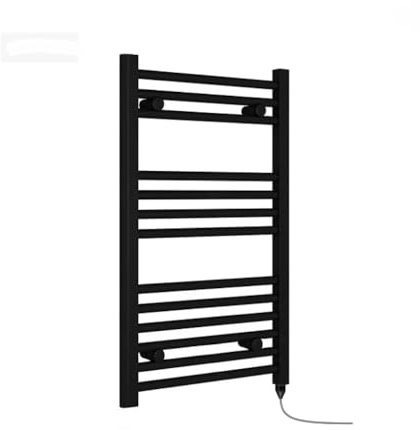 Valdern Matt Black Electric Heated Towel Rail 500 mm (W) x 800 mm (H) - 150W - Prefilled Black Electric Towel Radiator Warmer for Bathroom