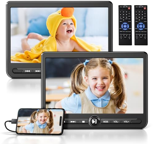 Arafuna 10.5 Dual Auto DVD Player, wiederaufladbarer Auto-Bildschirm Spielen EIN oder Zwei Verschiedene Filme, Kopfstütze für Auto, Unterstützung USB/SD, Last Memory