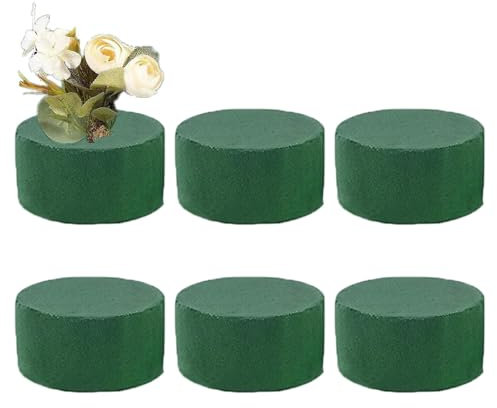 Yonuaret 6Pcs Floral Foam Blocks, Green Wet Dry Flower Foam Plant Foams Round Foams Bricks For Flowers Arrangements For Artificial Fresh Flower Arrangements Craft Indoor And Outdoor Floral Displays