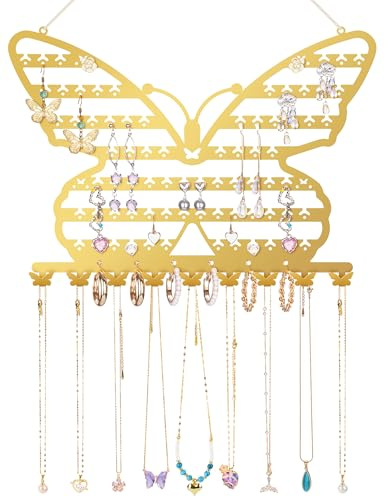 NiHome Butterfly Wall Mounted Jewelry Organizer, Earring Necklace Holder