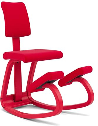 Varier Variable Plus Kniestuhl mit Rückenlehne Monochrom Poppy – Ergonomischer Bürostuhl im Skandinavischen Design, Aktives Sitzen und Komfort – 10 Jahre Garantie