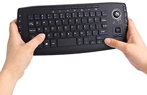 Kabellose Mini Tastatur mit Trackball - Tragbarer 2,4GHz Trackball Maus Tastatur und Scrollrad - USB Tastatur Maus Kombination für Laptop TV Box - 15 Multimedia Tasten