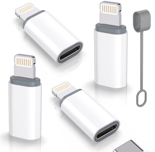USB C Type C to Lightning Adapter MFi Certified 4 Pack 27W Fast Charging Support Data Sync,Lightning to USB Type C Cable Adapter for iPhone/iPad/for Airpods,with Anti-Lost Loop,Not for Audio/OTG