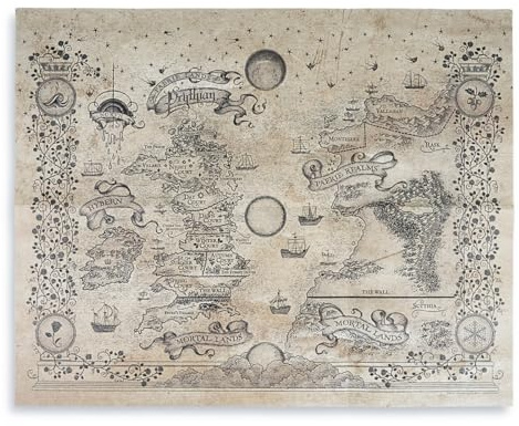 ConQuest Journals A Court of Thorns and Roses Prythian World Map, Authentic Parchment-Style Paper, Double-Sided ACOTAR Artwork, Folded Print, 16'' x 20'', Officially Licensed Sarah J. Maas Collection
