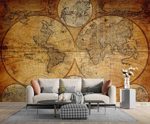 Taxpy Papier Peint Panoramique Carte du monde vintage, 400x280cm Poster Geant Mural 3D, Tapisserie Photo Peinture Murale, Papier Peint Fresque pour Salon Chambre Toile Fond