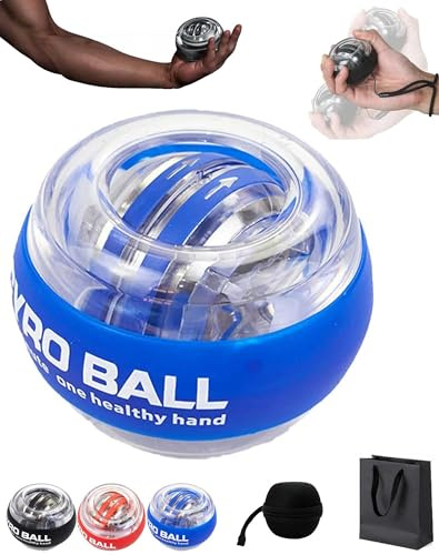 CHMYTEE Gyro Ball Wrist Exerciser, Torque Ball Hand Exerciser, Auto-Start Gyroscopic ForearmExerciser with LED Lights, Wrist Trainer for Stronger Arm Fingers Wristbones and Muscle (Blue)