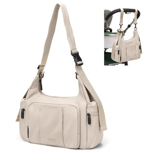 GOLF QUALITY Baby Wickeltasche,Groß 14L Windeltasche für Unterwegs Diaper Bag, Wickelunterlage Multifunktions Lässig Babytasche Reisewindeltasche für Mama und Papa, Aprikose