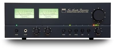 NAD Amplificador estéreo integrado C3030 – 50 W x 2 amplificadores digitales híbridos con PCM5242 DAC, MM Phono Stage, HDMI eARC, Bluetooth aptX HD y medidores VU duales