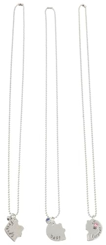 NIYANGLE Collier D'amitié Cœur en Alliage Argenté Gravé Pendentifs Puzzle, Livré Chaîne, pour Mère et Sœurs, Lot de 3 Set de Set de Pièces