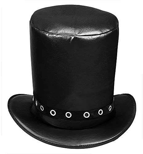 W WIDMANN MILANO Party Fashion 03609 - Zylinder Hut in Lederoptik, für Erwachsene, Accessoire, Karneval, Mottoparty
