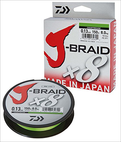 Daiwa j-braid línea trenzada de pesca, 8 fibras, 300 m, verde amarillento, Dm: 0,35mm