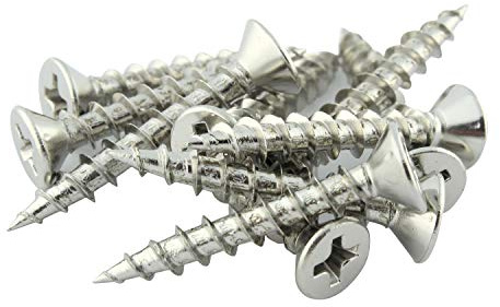 Rok Hardware #7 x 1 Deep/Coarse Thread Phillips Flat Head Screws Nickel Plated, 100 Pack