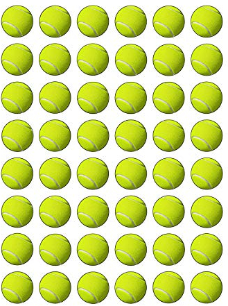 48 Tennis Balls Themed Round Edible Wafer Paper Cake Toppers Decorations