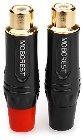 MOBOREST RCA Buchse Stecker Adapter Audio Phono Vergoldet Lötzinn 24K Gold Lautsprecher Stecker RCA Jack Kabel Stecker Adapter (1 Schwarz + 1 Rot)
