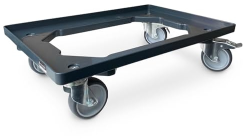 HEMMDAL Eurokasten-Roller mit Kunststoffrahmen 2er Set | 250 kg Tragkraft | HxBxT 170 x 615 x 415 mm | Anthrazit | ABS Kunststoff | stapelbar | vollmontiert | Kratzfest | Transportroller