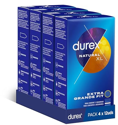 Durex Preservativos Originales Natural Plus Talla XL 4x12 condones Más Grandes