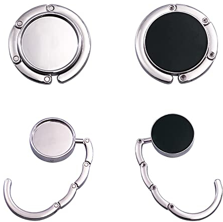 Aidqxbaoer 2X Faltbare Antirutsch Taschenhaken Halterung für Handtaschen - Tisch Handtaschenhalter Haken - Silber