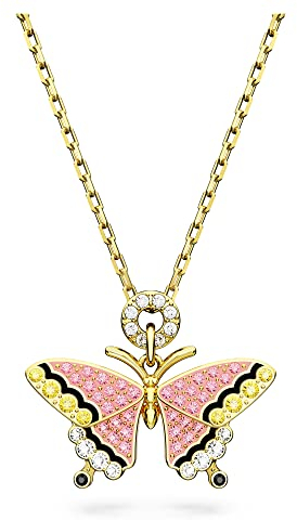 Swarovski Idyllia Anhänger, Vergoldete Damenhalskette mit Schmetterlingsanhänger und Strahlenden Swarovski Kristallen