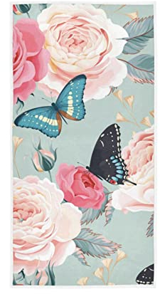 YOUJUNER Handtücher mit Blumenmuster, Schmetterlings-Dekoration, Fingerspitze, weiches Gesichtshandtuch, saugfähig, für Badezimmer, Küche