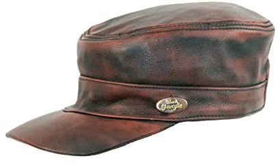 Black Jungle Castro Army läderkeps – Military Bikerkeps, one size, ockra vintage, one size