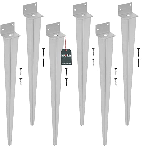 KOTARBAU® 6er Set Pfostenträger zum Einschlagen L 60 x 500 mm Idealer Träger für Konstruktionen Verzinkt
