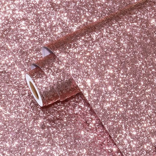Yullpaper Pink Glitter Wallpaper for Living Room Self Adhesive Pink Wallpaper Sticky Back Plastic Roll Chunky Big Flash Point Wallpaper Pink Furniture Vinyl Wrap Girls Bedroom Wallpaper 40cm X 200cm